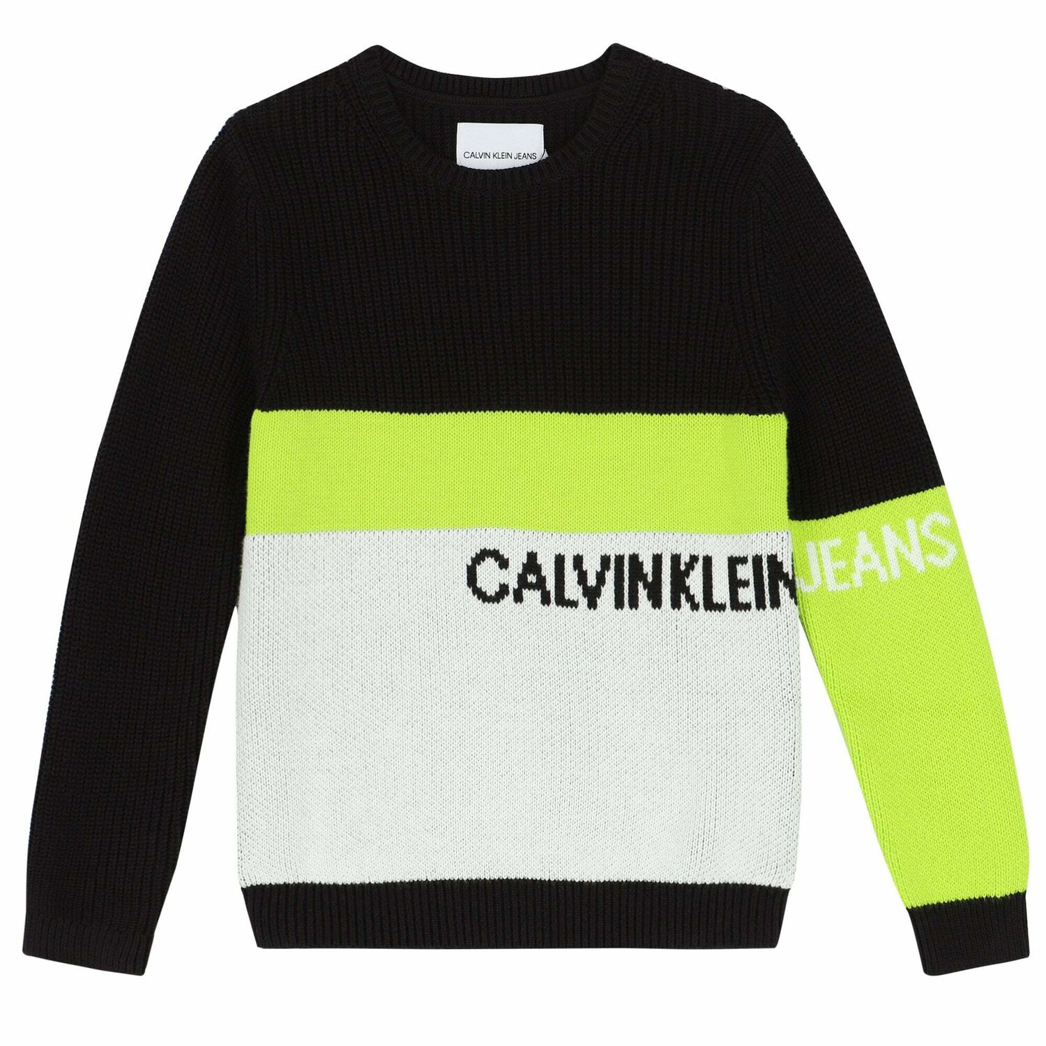 توب محبوك باللون الاسود والابيض والاخضر النيون للاولاد, 1, hi-res image number null