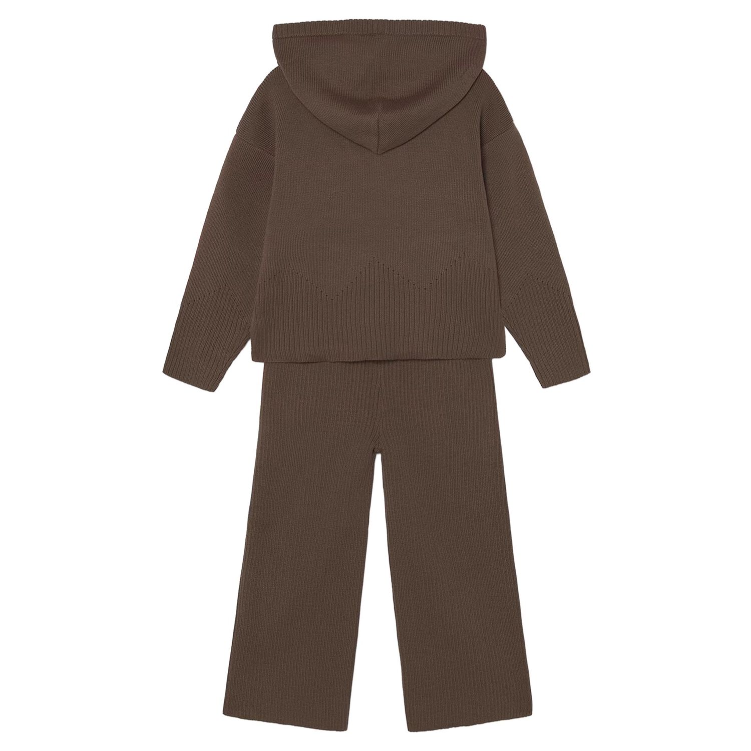 Girls Brown Knitted Trouser Set, 3, hi-res