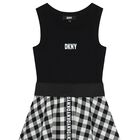 Girls Black & White Logo Dress, 1, hi-res