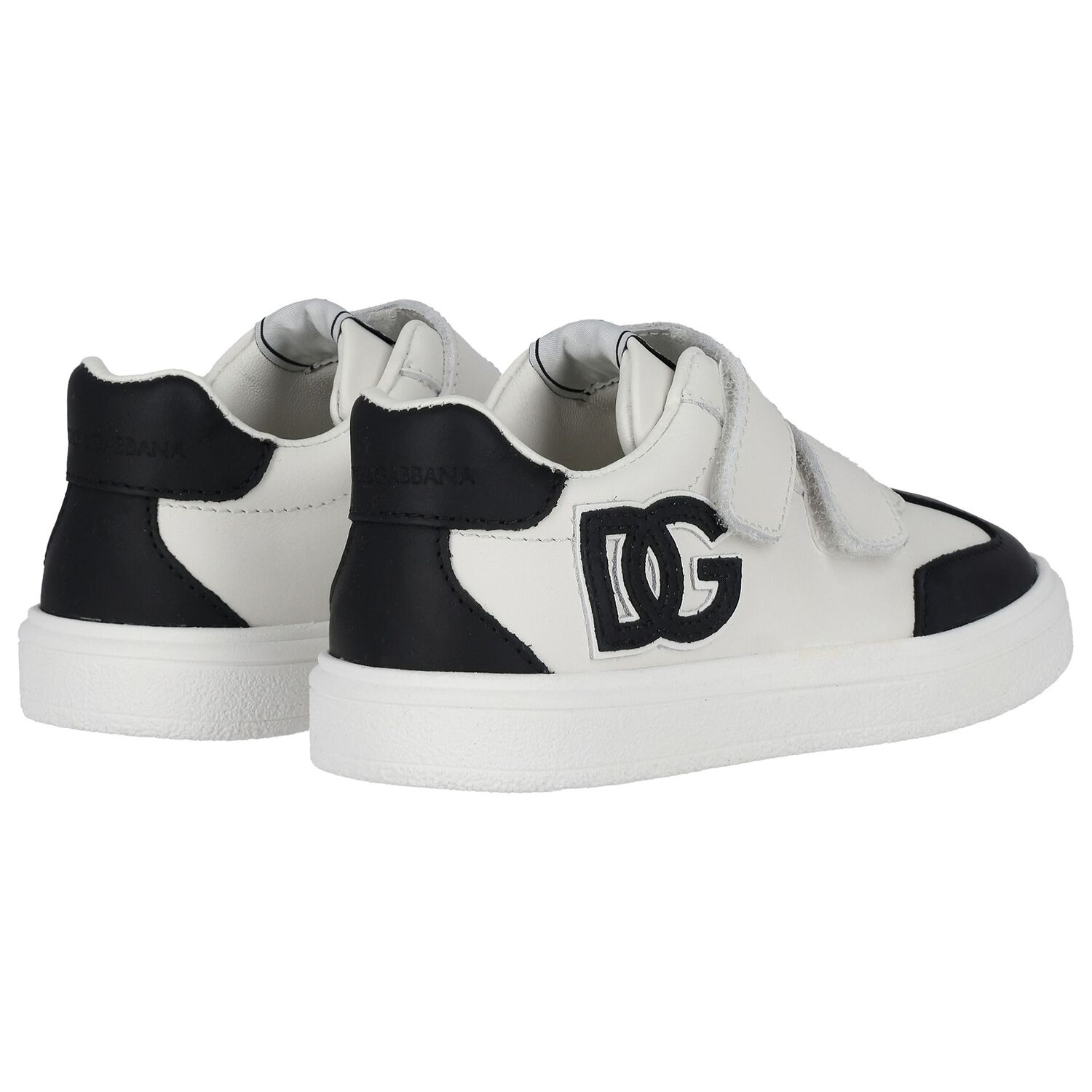 White & Black Logo Trainers, 1, hi-res