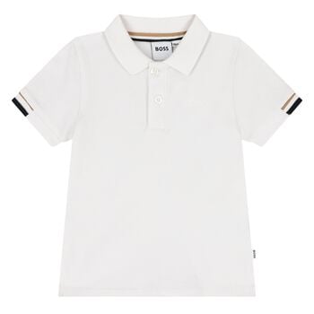Younger Boys White Logo Polo Shirt