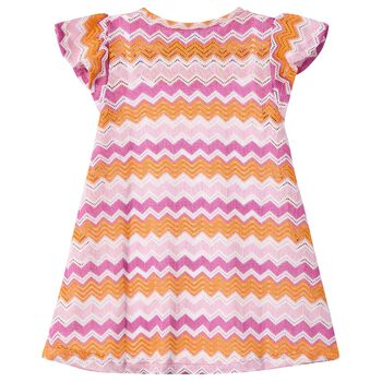 Girls Pink, Purple & Orange Knitted Zigzag Dress