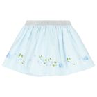 Girls White & Blue Striped Skirt Set, 2, hi-res