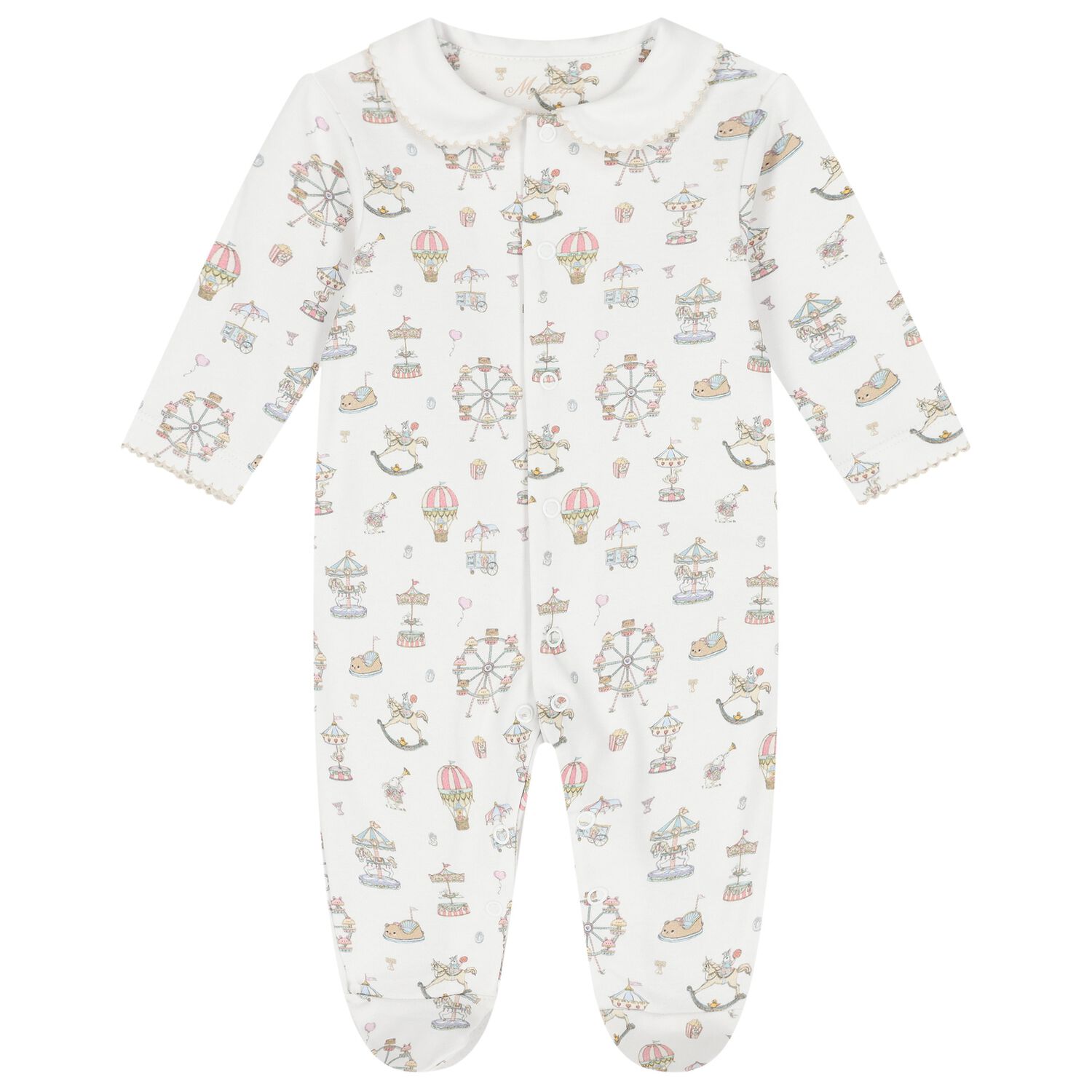 White Carousel & Hot Air Balloon Babygrow, 1, hi-res