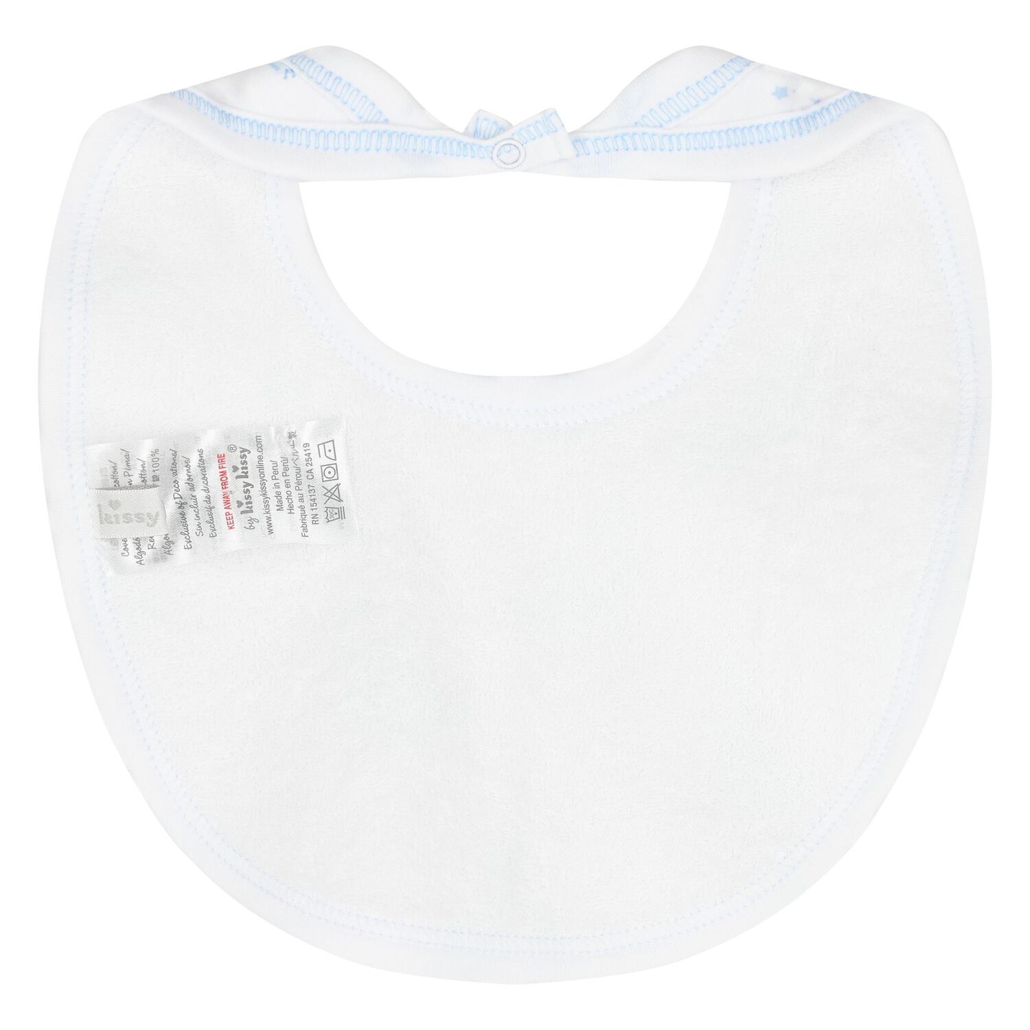 Baby Boys White & Blue Giraffe Bib, 1, hi-res