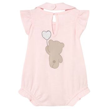 طقم ملابس نوم وردي اللون للبنات الصغيرات بتصميم دب تيدي