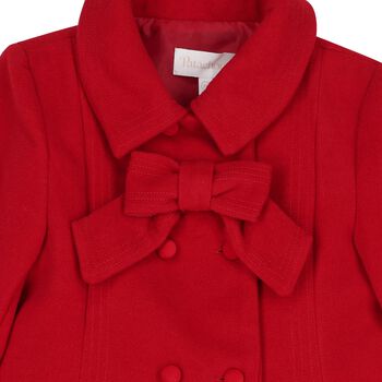 Girls Red Bow Coat 