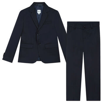 Boys Navy Blue Twill Suit