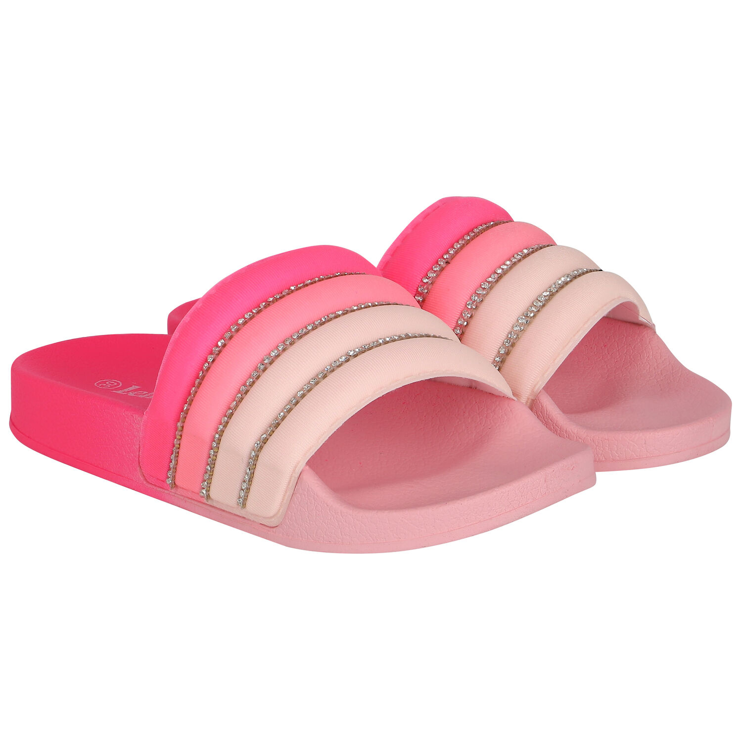 Girls Pink Embellished Sliders, 1, hi-res
