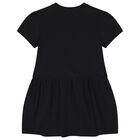 Girls Black Teddy Bear Logo Dress, 4, hi-res