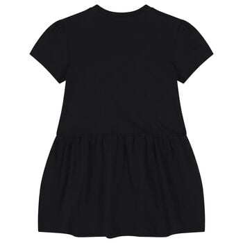 Girls Black Teddy Bear Logo Dress