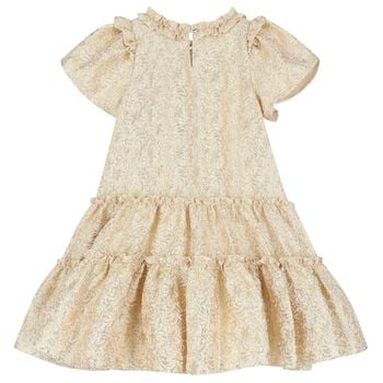 Girls Gold Ruffled Dress