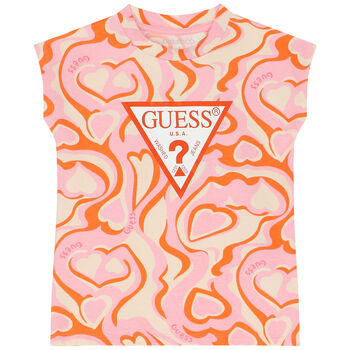Girls Ivory, Pink & Orange Logo T-Shirt