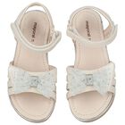 Girls Ivory Embellished Bow Sandals, 2, hi-res
