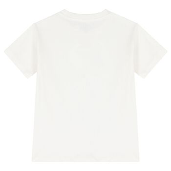 Boys White Cotton Polo Logo T-Shirt