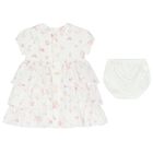 Baby Girls White & Pink Floral Dress Set, 1, hi-res