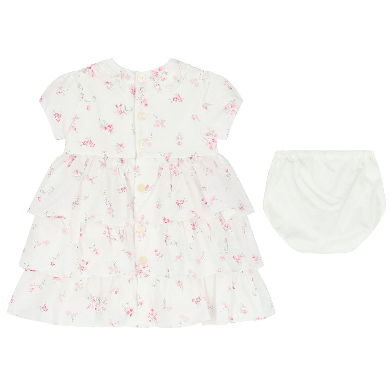 Baby Girls White & Pink Floral Dress Set, 1, hi-res image number null