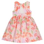 Girls Orange & Pink Floral Dress, 1, hi-res