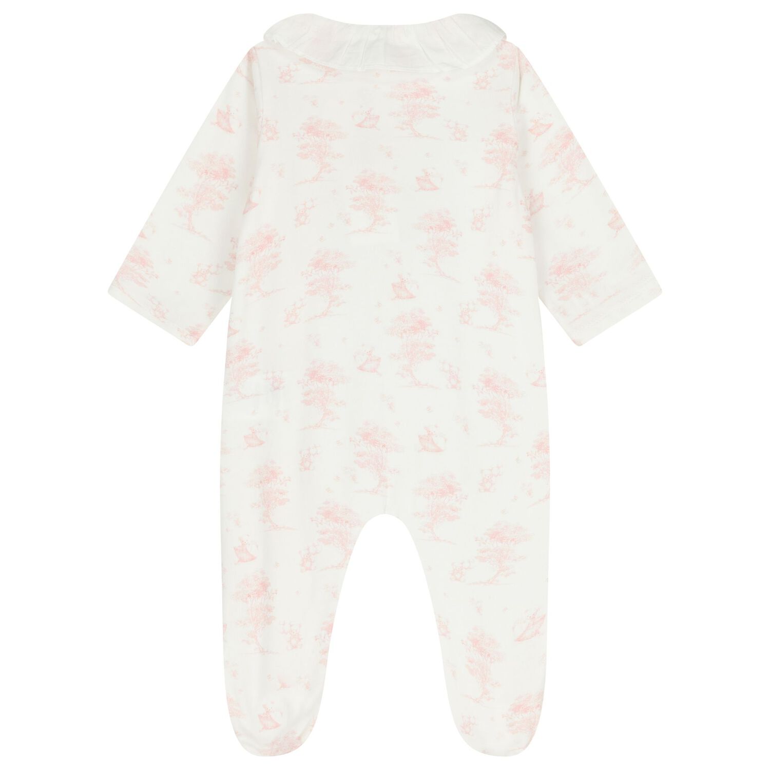 Baby Girls White & Pink Babygrow, 1, hi-res