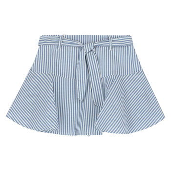 Girls Blue & White Striped Shorts