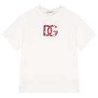 White & Red Majolica Embossed Logo T-Shirt, 1, hi-res