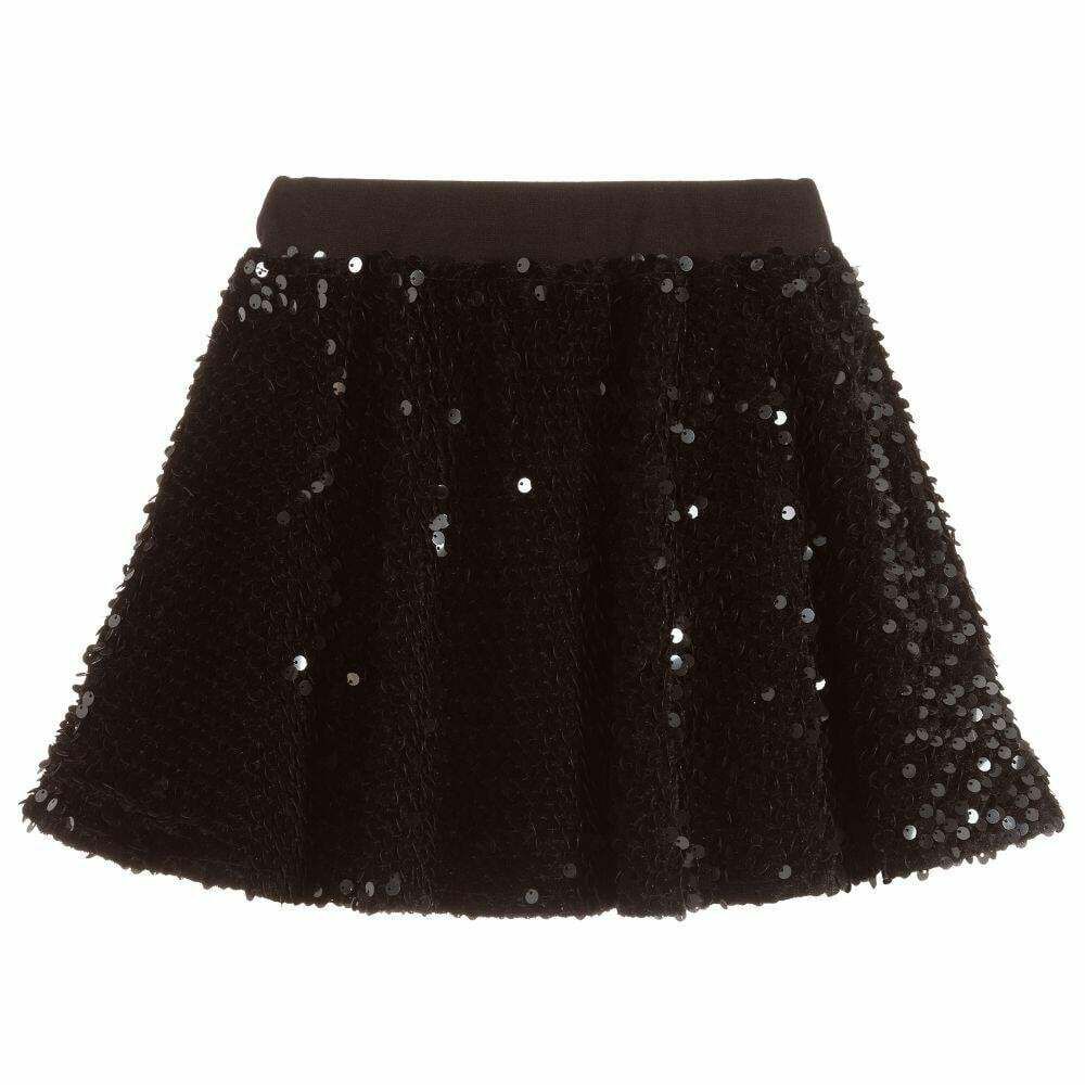 iDO Girls Black Sequin Skirt Junior Couture USA