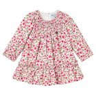Younger Girls Ivory & Pink Floral Dress, 1, hi-res