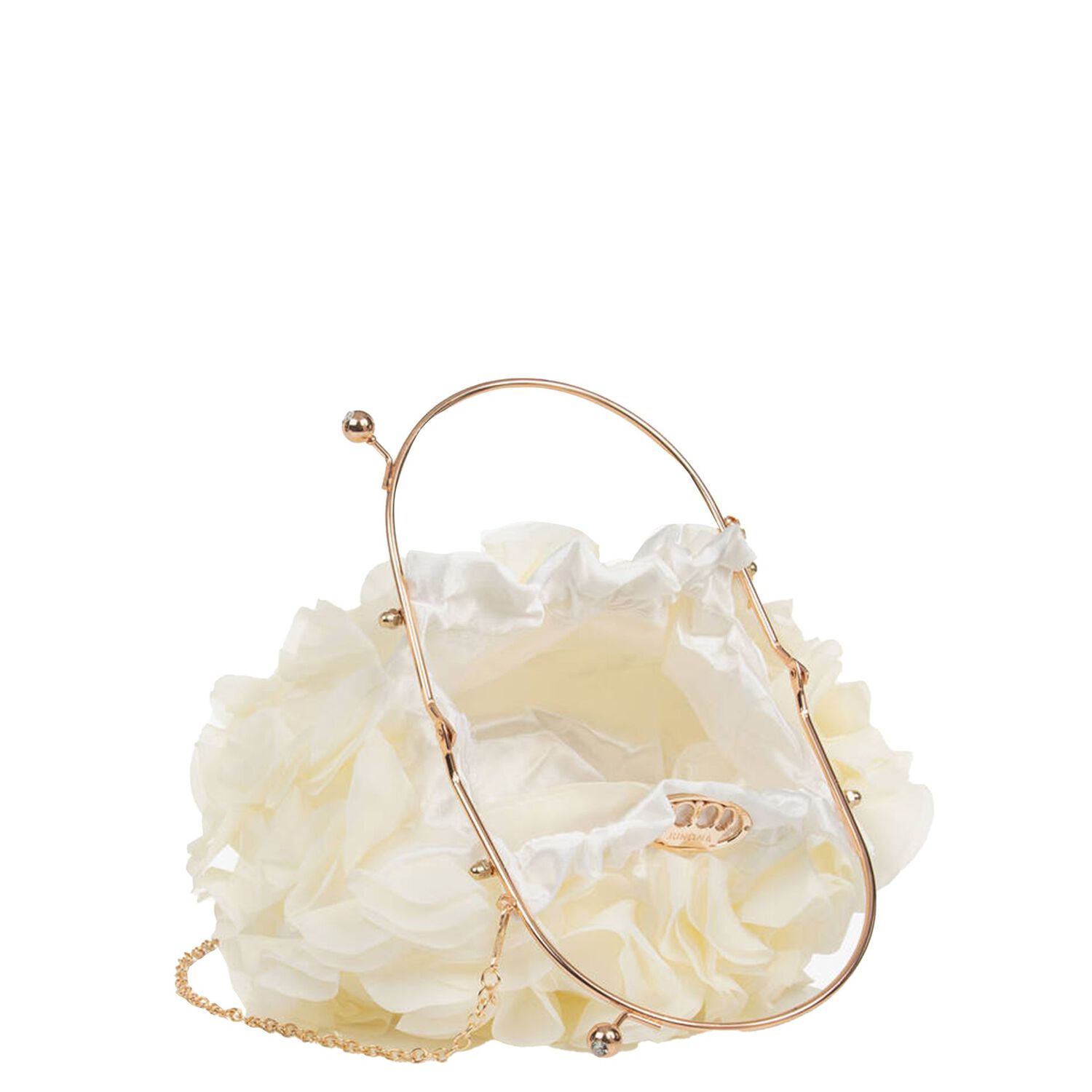 Girls Ivory Ruffled Chiffon Handbag, 1, hi-res image number null
