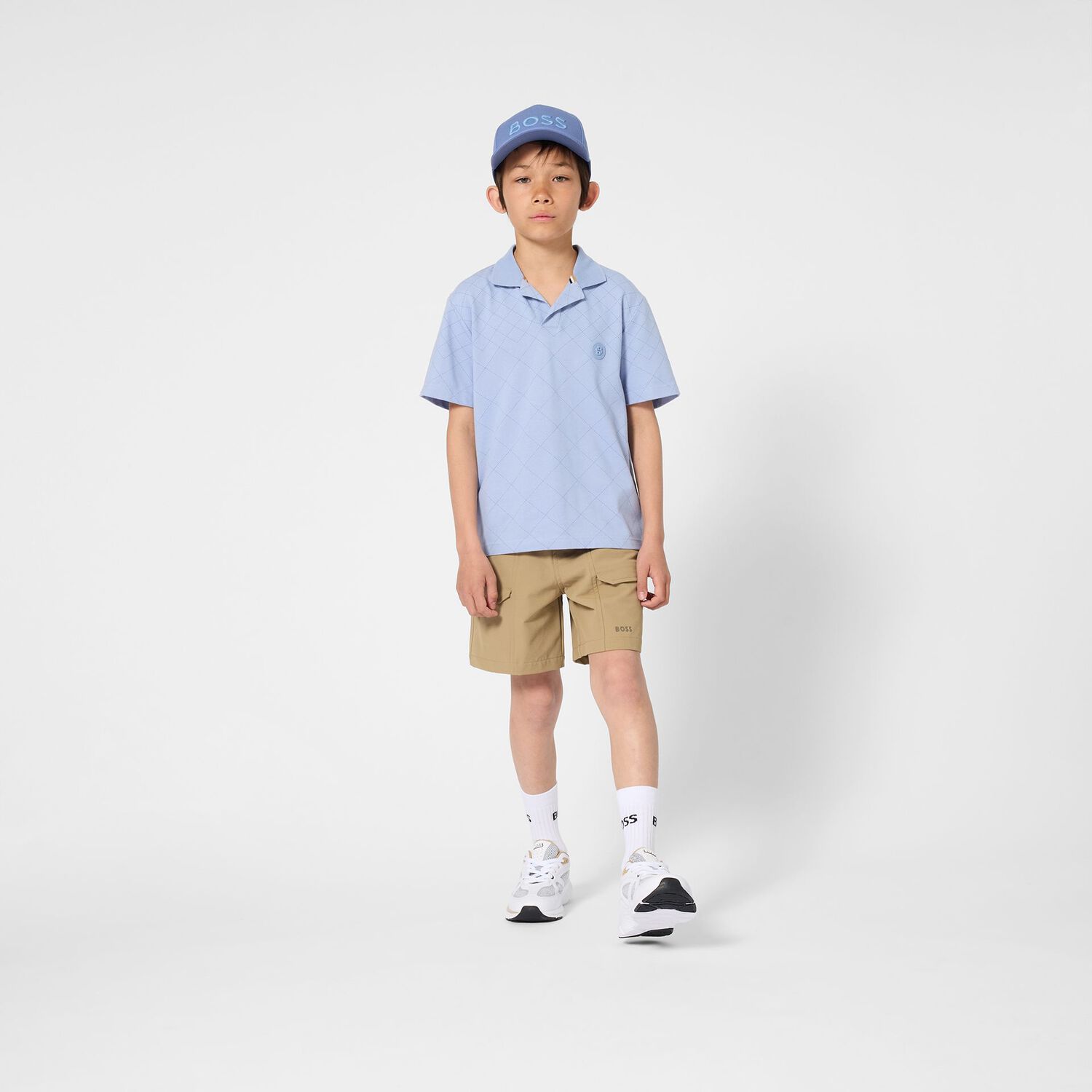 Boys Blue Logo Polo Shirt, 1, hi-res