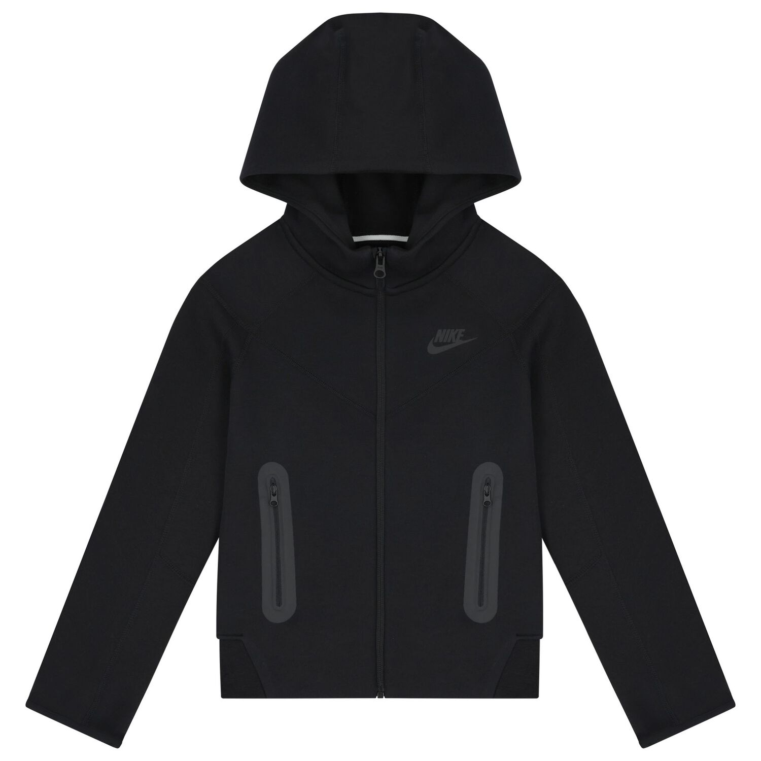 Black Logo Hooded Zip Up Top, 1, hi-res image number null