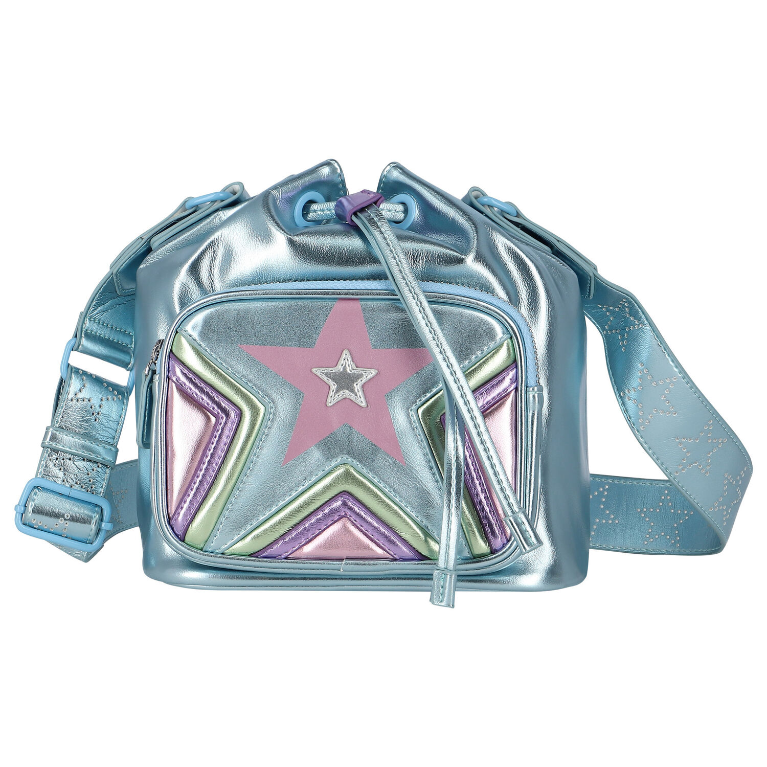 حقيبة يد بنات جلد لامعه باللون الازرق, 1, hi-res