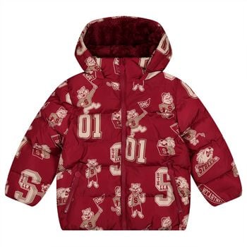 Boys Burgundy Lion & Tiger Puffer Jacket