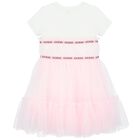 Girls White & Pink Logo Tulle Dress, 3, hi-res