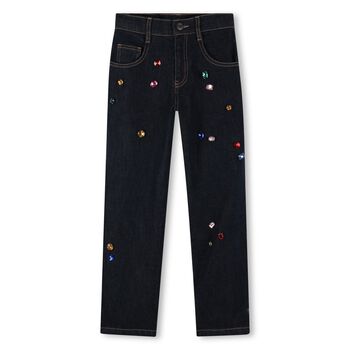 Girls Blue Jewel Denim Jeans