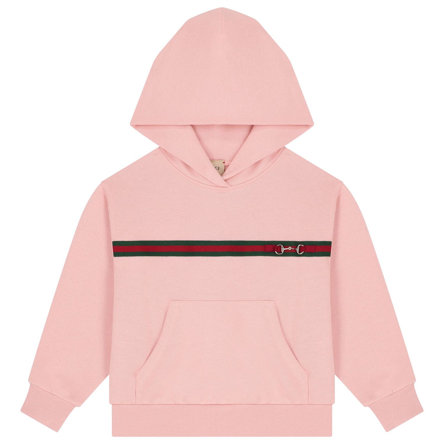 Girls Pink Web Striped Hooded Top, 1, hi-res image number null