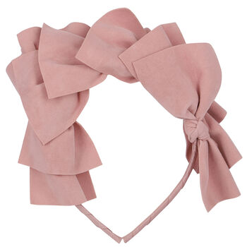 Girls Pink Bow Velvet Hairband 