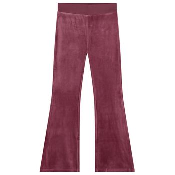 Girls Pink Logo Velvet Joggers