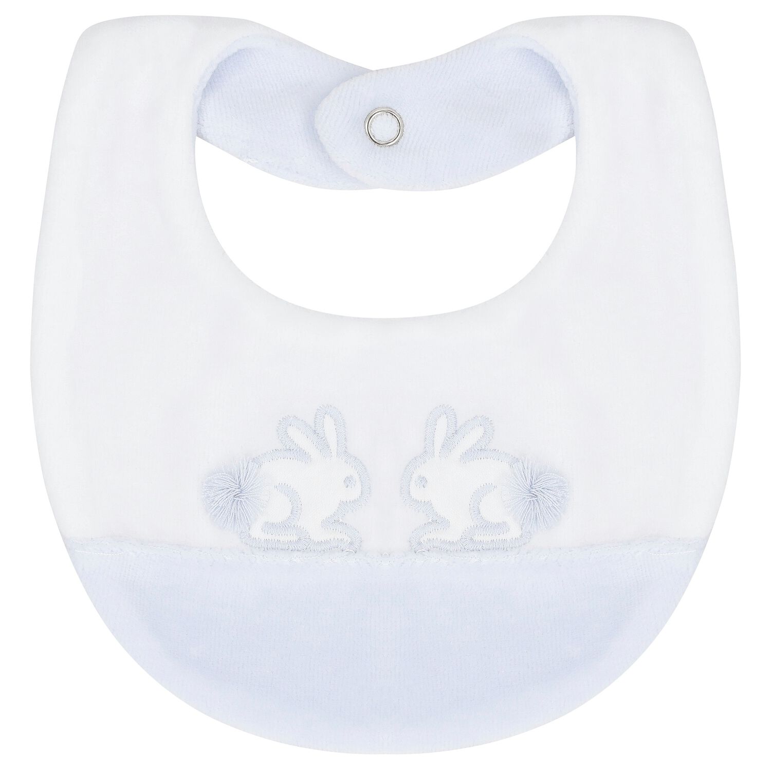 Baby Boys White & Blue Rabbit Bib, 1, hi-res