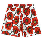 Girls White & Red Logo & Poppy Shorts, 1, hi-res