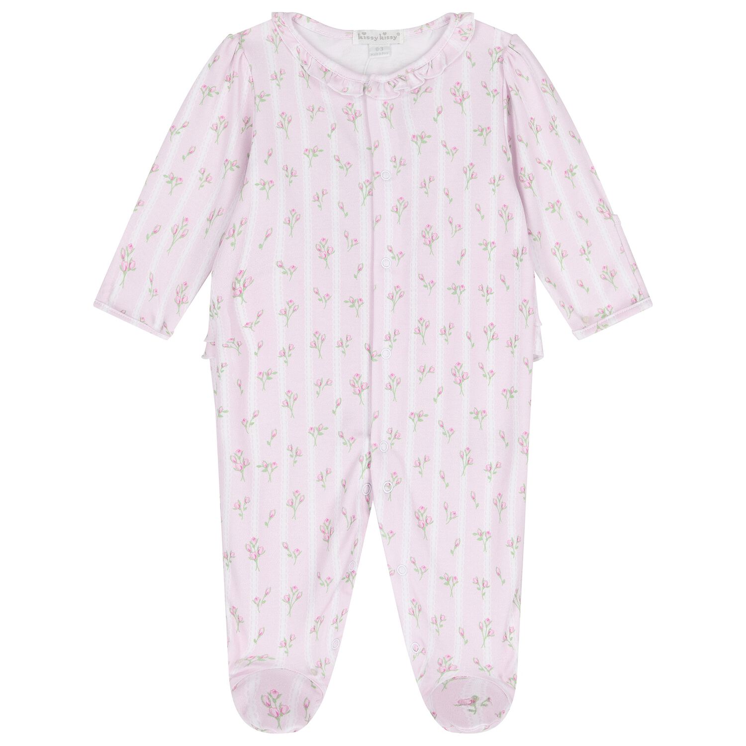 Baby Girls Pink Ribbon Stripe Bouquets Babygrow, 1, hi-res image number null