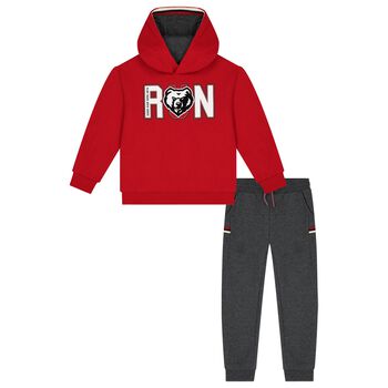Boys Red & Grey Logo Tracksuit