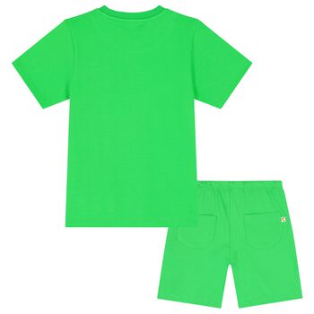 Boys Green Logo Shorts Set