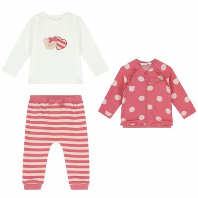 Baby Girls Ivory & Pink 3 Piece Tracksuit