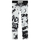 Girls Black & White Graffiti Logo Leggings, 1, hi-res