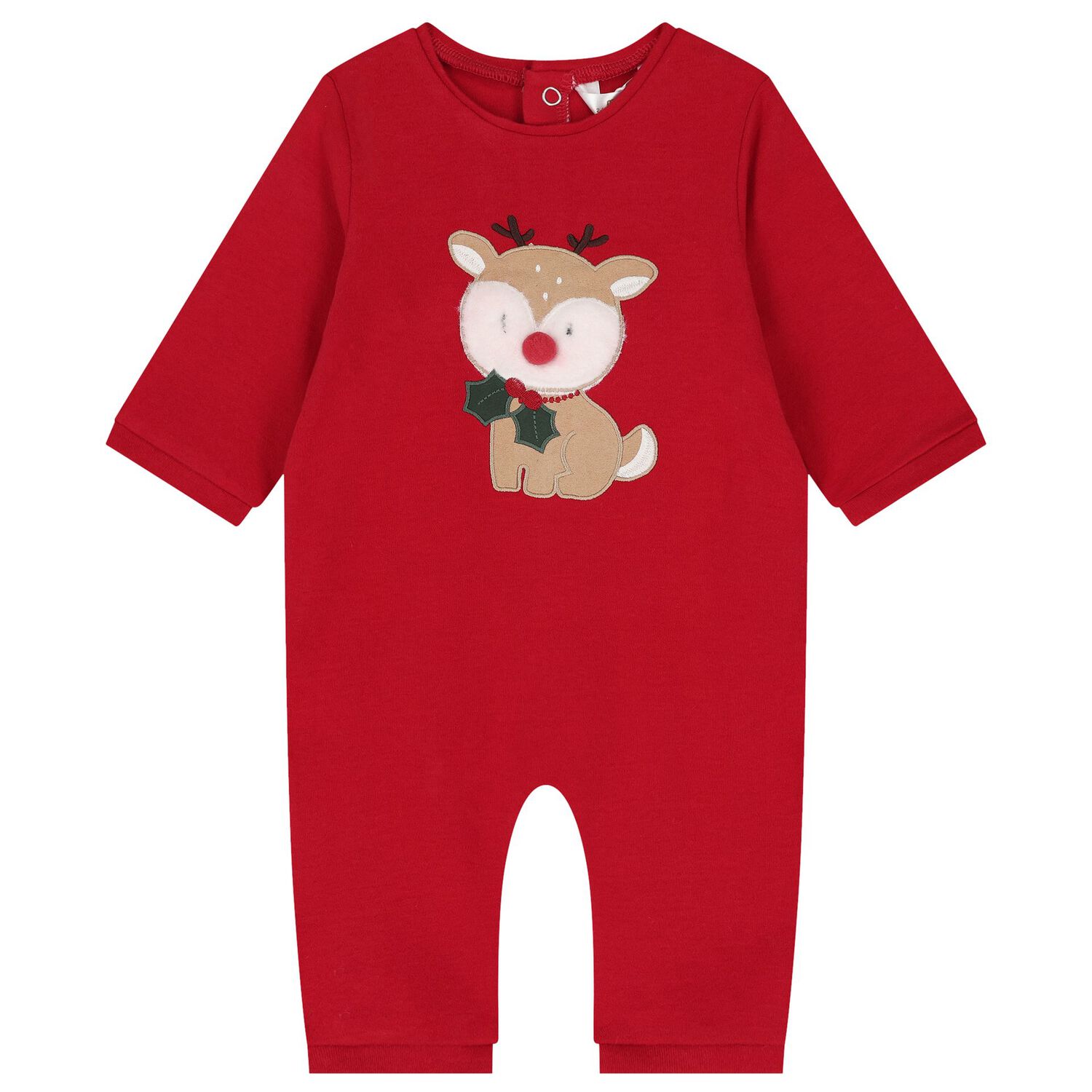Baby Girls Red Reindeer Romper Set, 1, hi-res