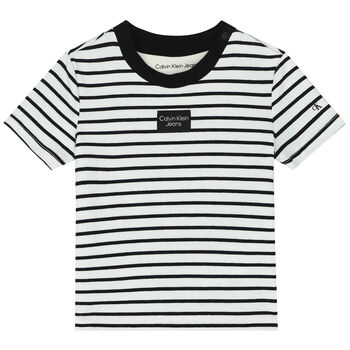 Baby Boys White & Navy Striped T-Shirt