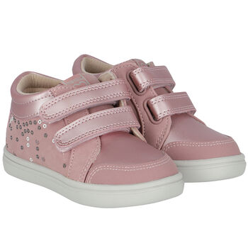 Girls Pink Embellished Trainers