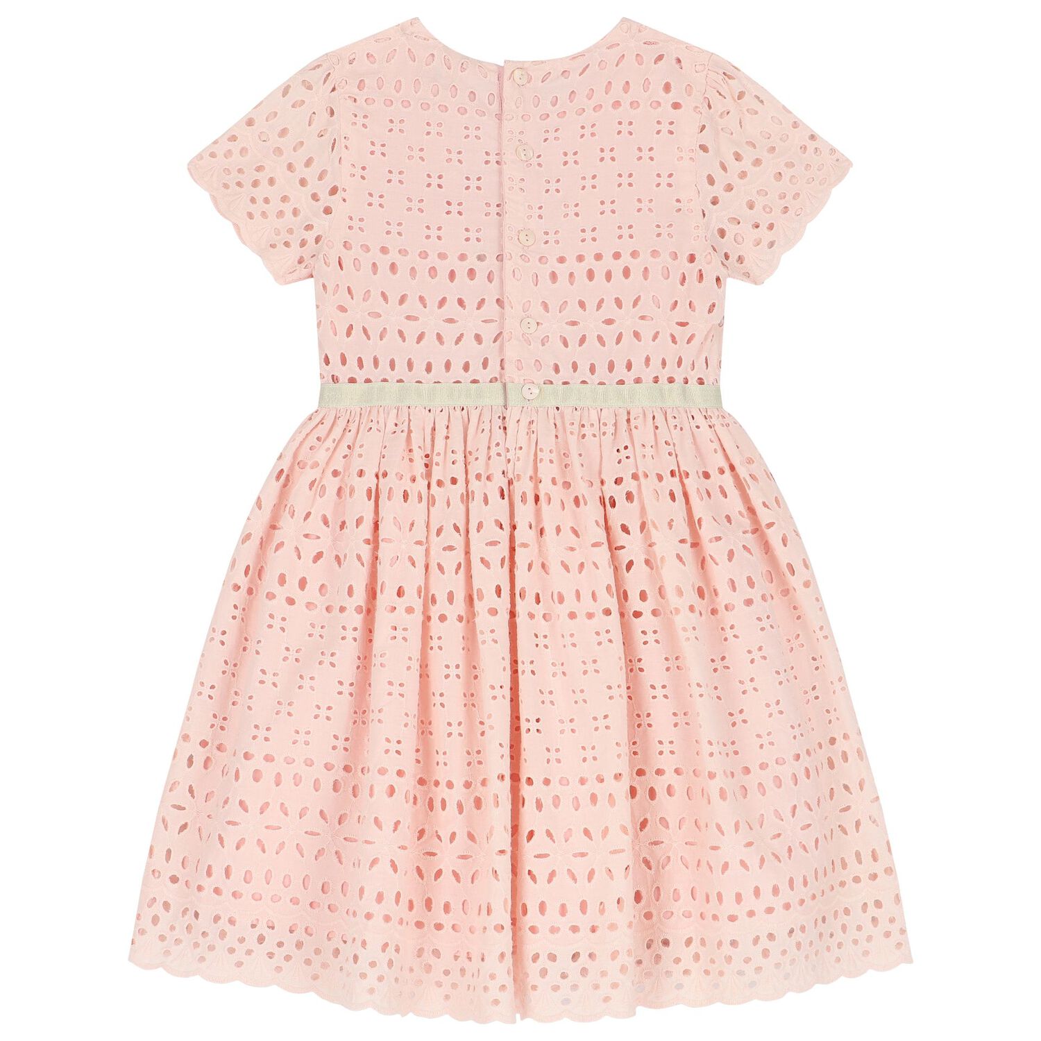 Girls Pink Broderie Anglaise Dress, 1, hi-res image number null
