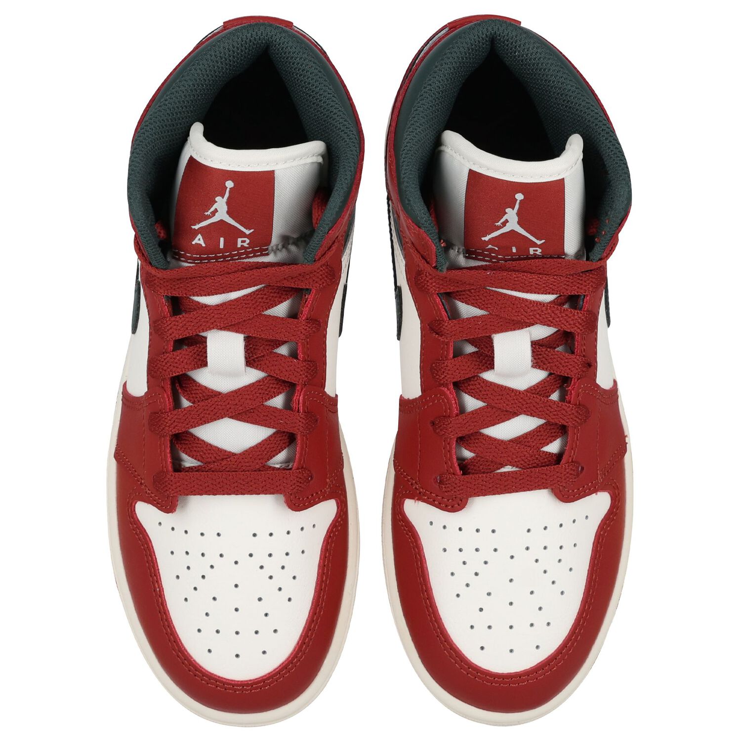 Red, Green & White Air Jordan 1 Mid Trainers, 3, hi-res