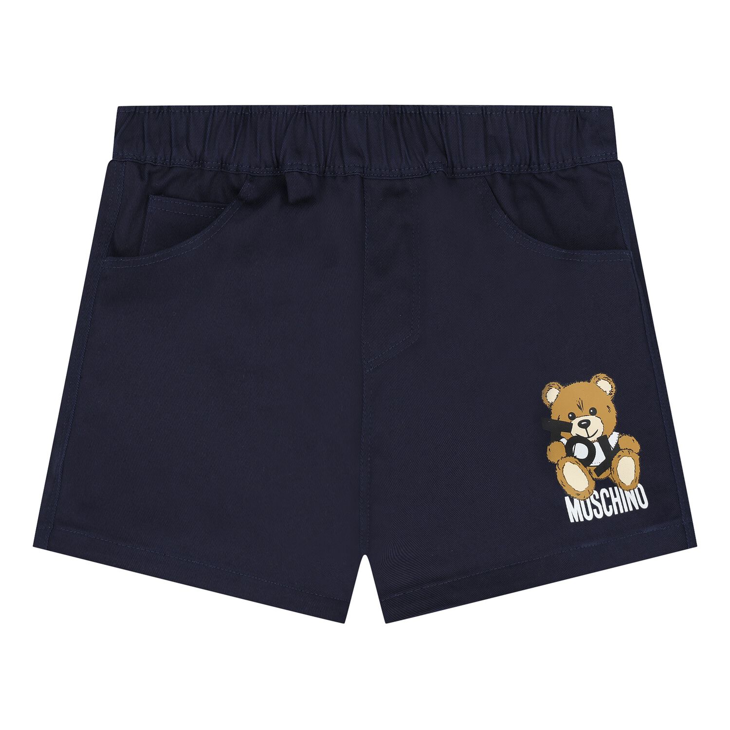 Younger Boys Navy Blue Teddy Bear Logo Shorts, 2, hi-res
